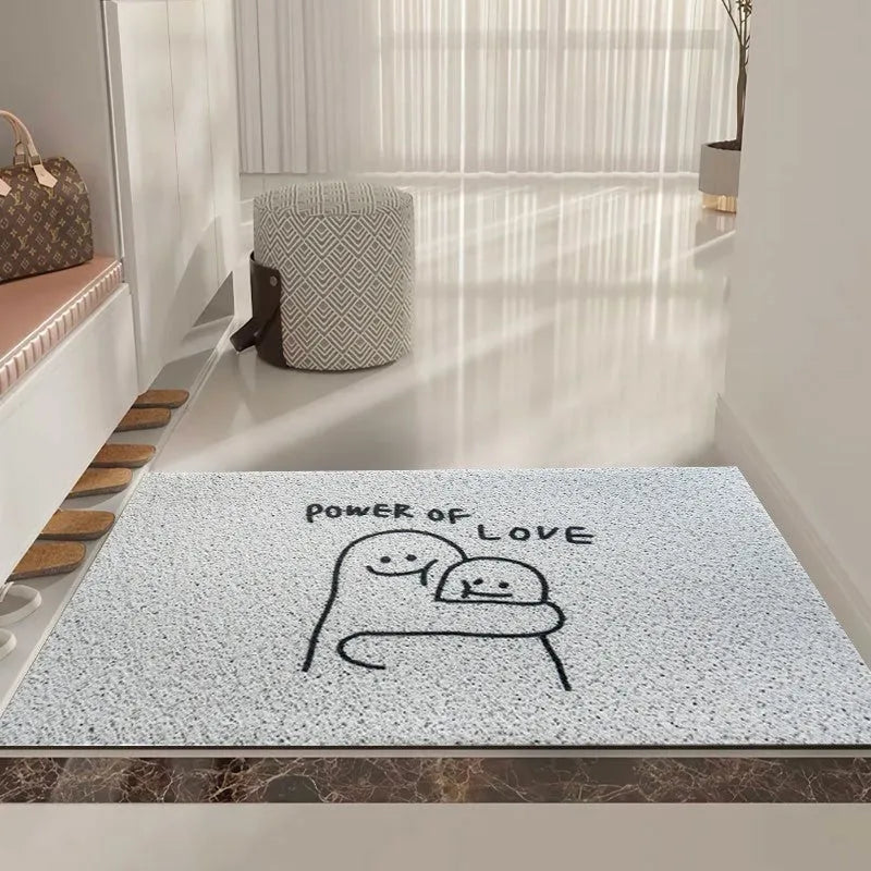 Cartoon Mr. Big Nose facial expression PVC floor mat with geometric pattern, square shape
