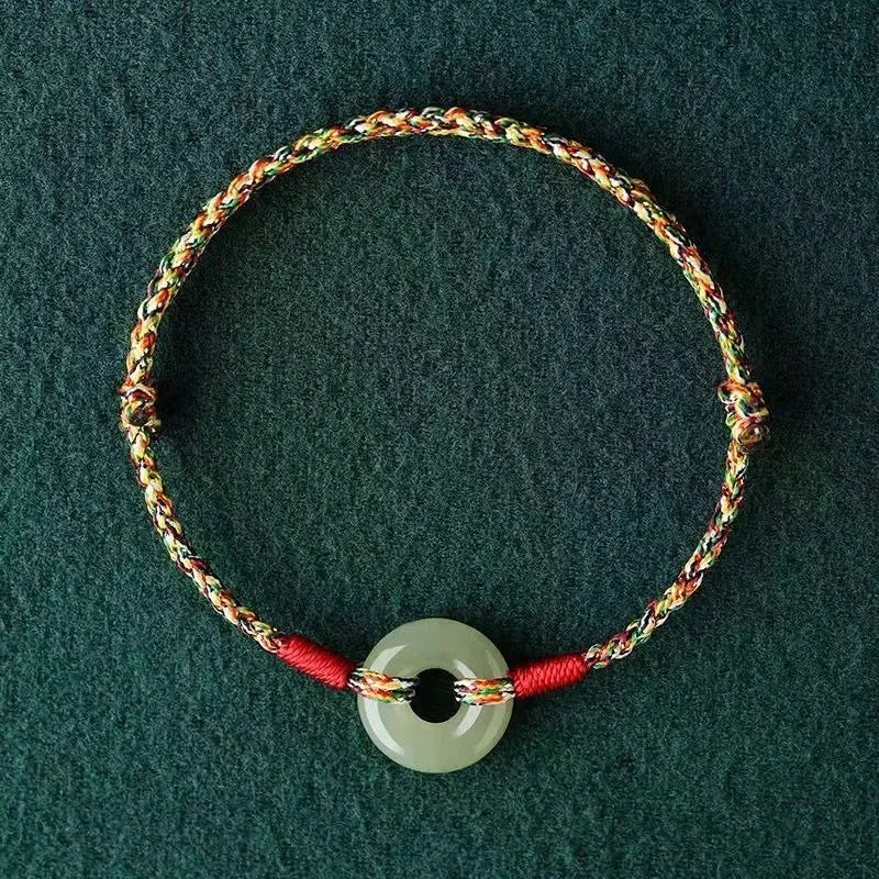 Handmade peace buckle colourful rope bracelet woven construction unisex accessory