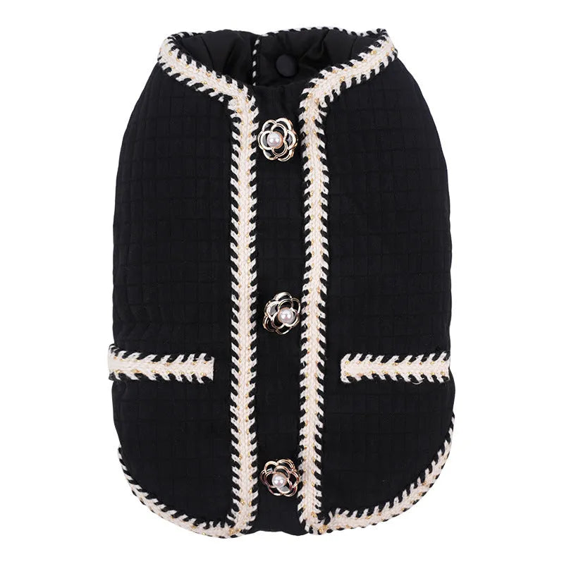 Quilted polyester pet coat in cartoon style for autumn and winter warmth