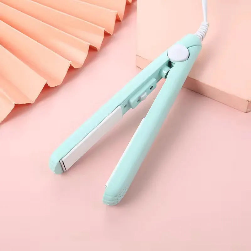 Mini hair straightening comb for air bangs and perm styling with storage box in choice of five colours