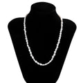 Men's white imitation pearl necklace with U-shaped clavicle pendant on adjustable 41-50cm pearl chain