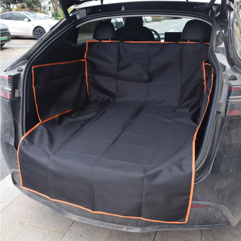 Dog car mat 185x105x38cm cloth cushion in Black with Orange Edge Style for trunk or rear seat protection