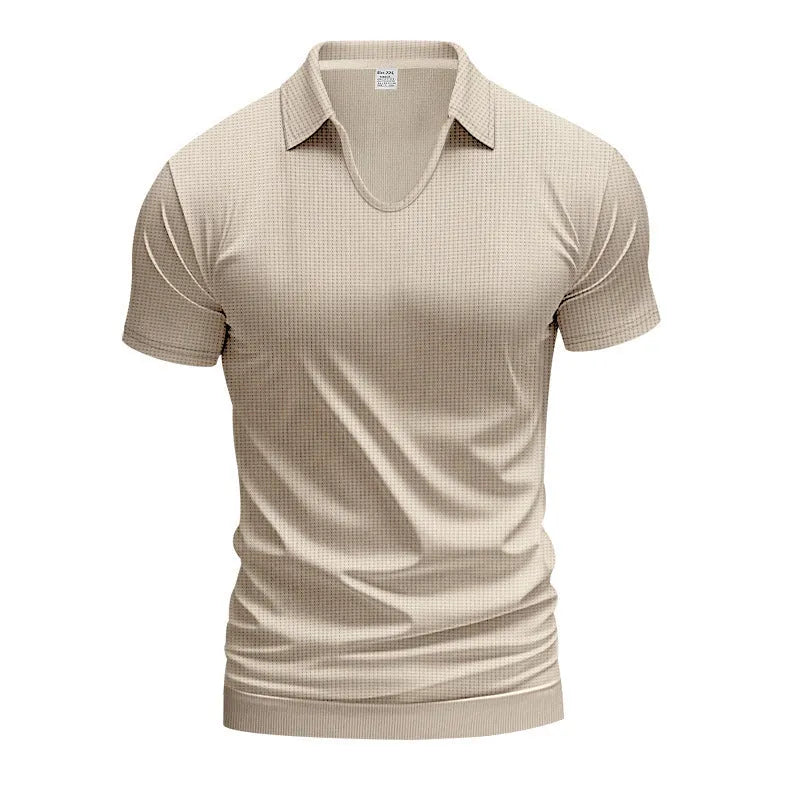 Men's loose fit V-neck short sleeve T-shirt in cotton blend fabric available in multiple colours