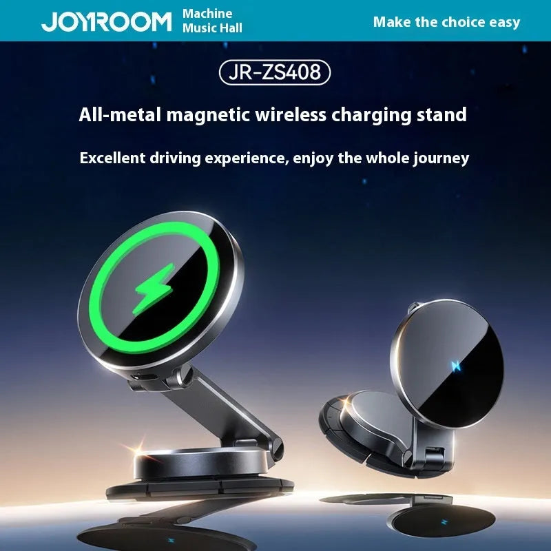Black wireless charging car phone holder with zinc alloy construction and paste mounting for 4.7-7.0 inch phones