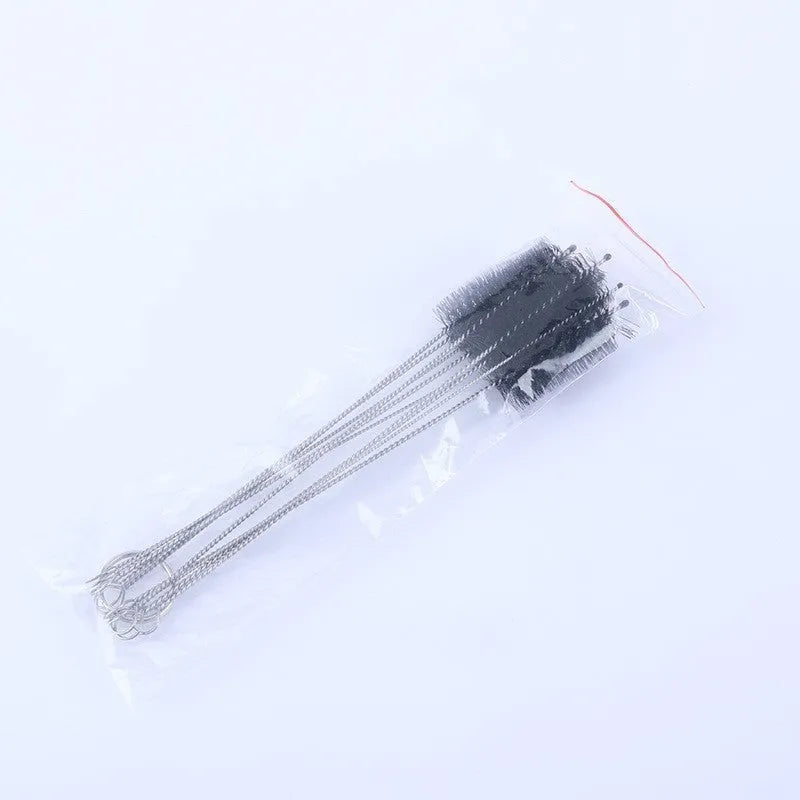 Nylon cleaning brush set with stainless steel handles for straws and bottles in multiple pack sizes