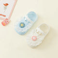 Summer thin cotton baby socks non-slip toddler ankle socks in light blue milky white, light green light pink, light yellow milk powder, 2 pairs boxed.