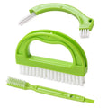 Green plastic floor seam cleaning brush set of 3 for household cleaning tasks