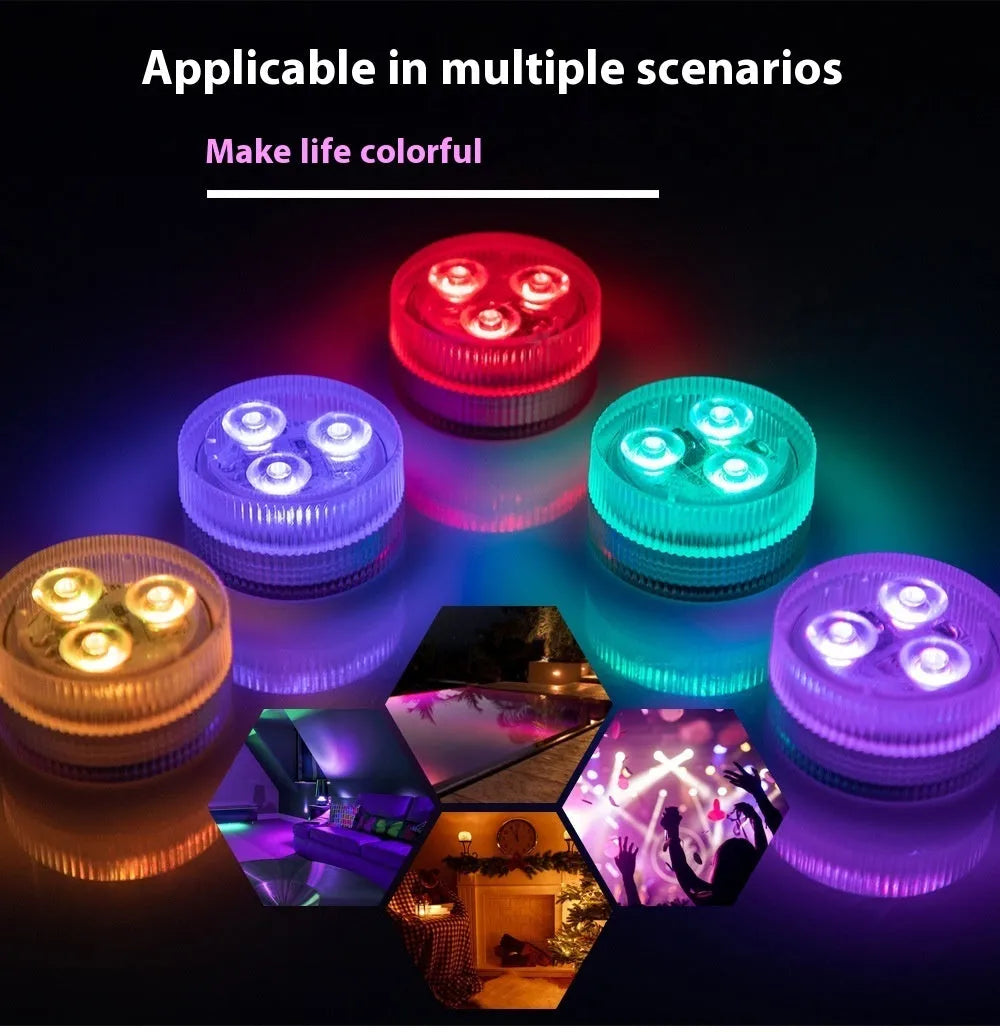 Compact remote control LED diving light for aquarium and fish tank illumination.