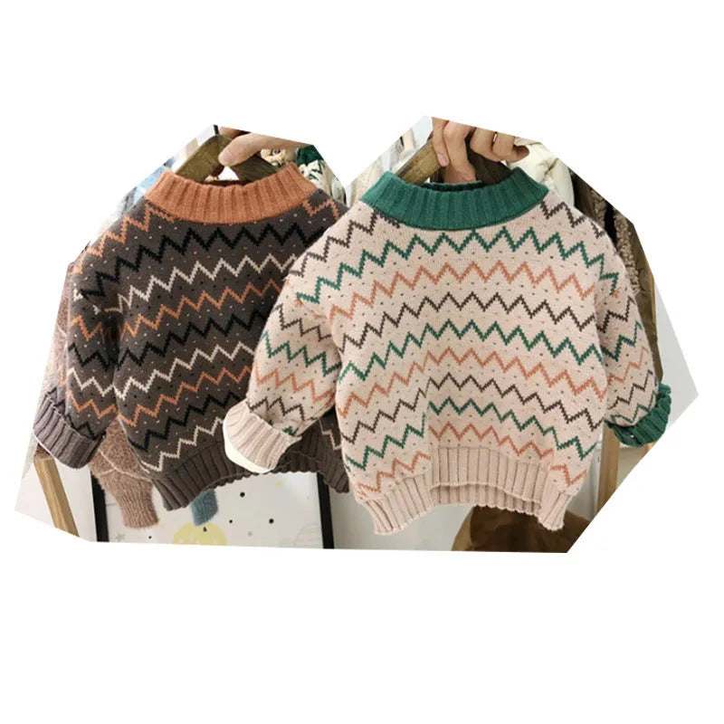 Korean ordinary wool long sleeve sweater in brown colour showing fashion knitwear details