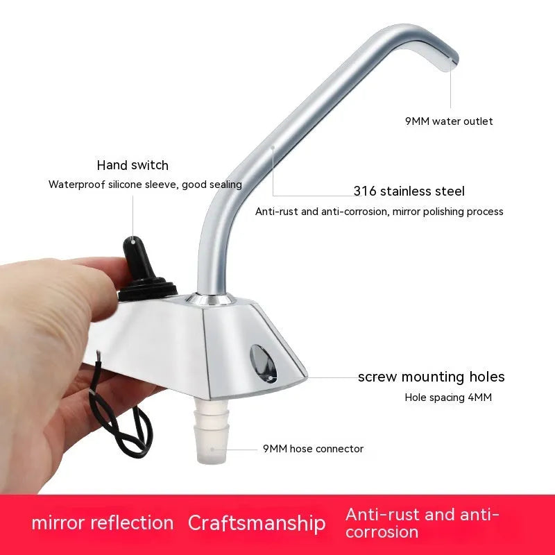 Electronic control rotating faucet with mirror polished 316 stainless steel finish for RV kitchen installation
