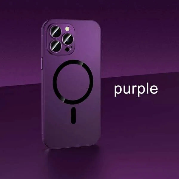 iPhone aluminium alloy frame protective case with magnetic suction in dark purple colour