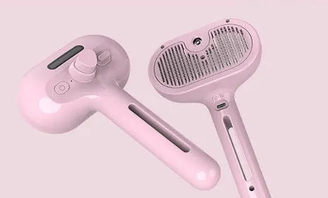 White self-cleaning pet comb with misting function, ABS, 20.05 x 11.5 x 7cm, for dog grooming