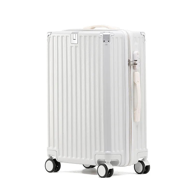 Aluminium frame hard shell ABS PC suitcase in avocado green with universal wheels.