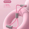 Four-piece yoga fitness set showing leg stretcher, yoga ring, pedal puller, and figure-eight tension rope.