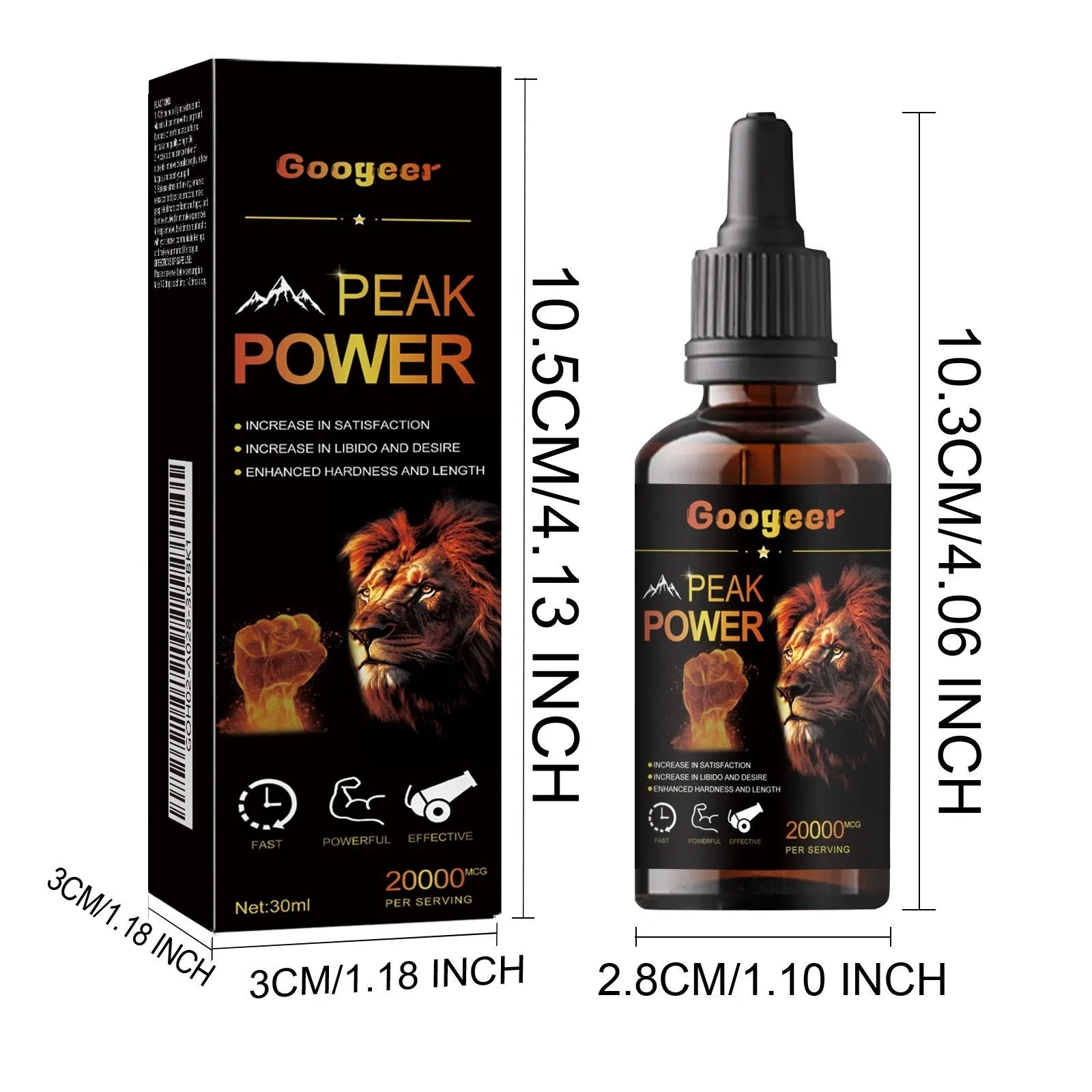 Googeer Peak Power 30ml liquid energy supplement bottle for adult health and body care