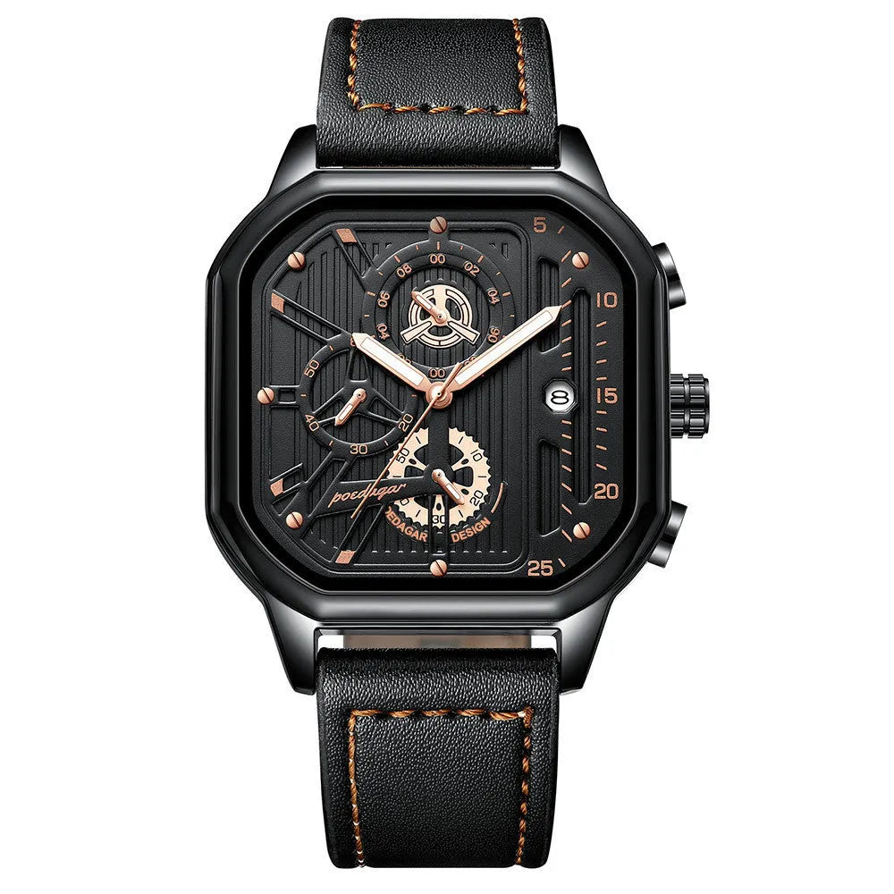 Men's belt-style sports quartz watch with 8mm thickness showing colour options