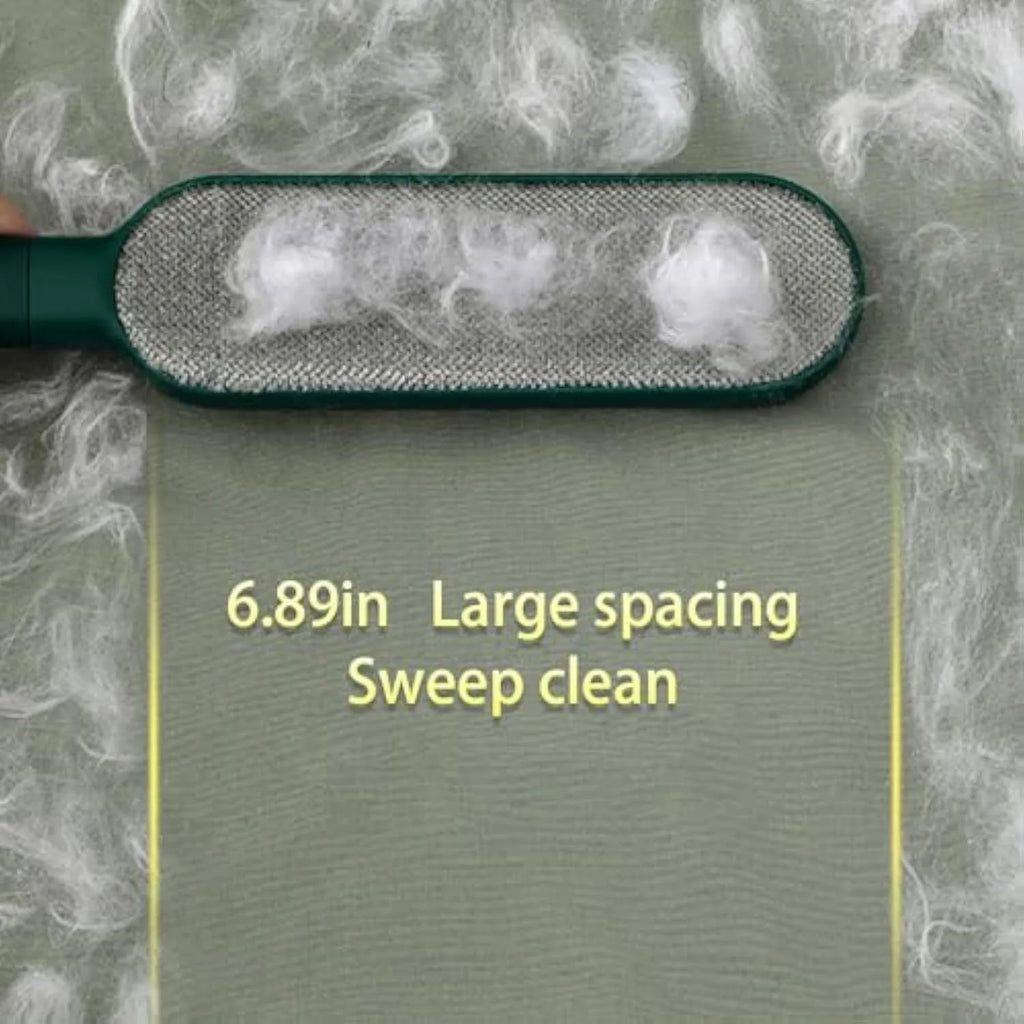 Blue, green, and white pet hair remover brush with a storage box base.