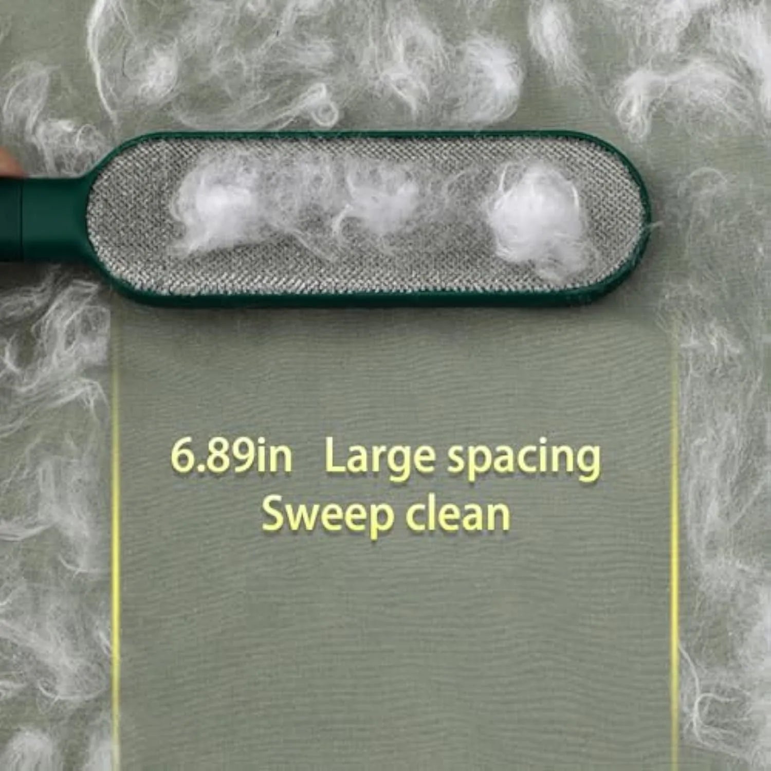 Blue, green, and white pet hair remover brush with a storage box base.