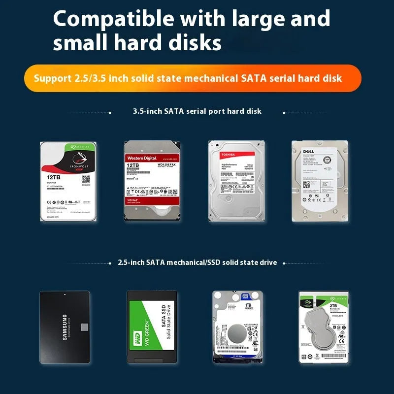 3.5 inch USB SATA hard disk enclosure with slide cover in black and silver colour