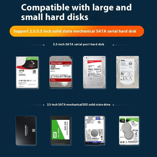 3.5 inch USB SATA hard disk enclosure with slide cover in black and silver colour