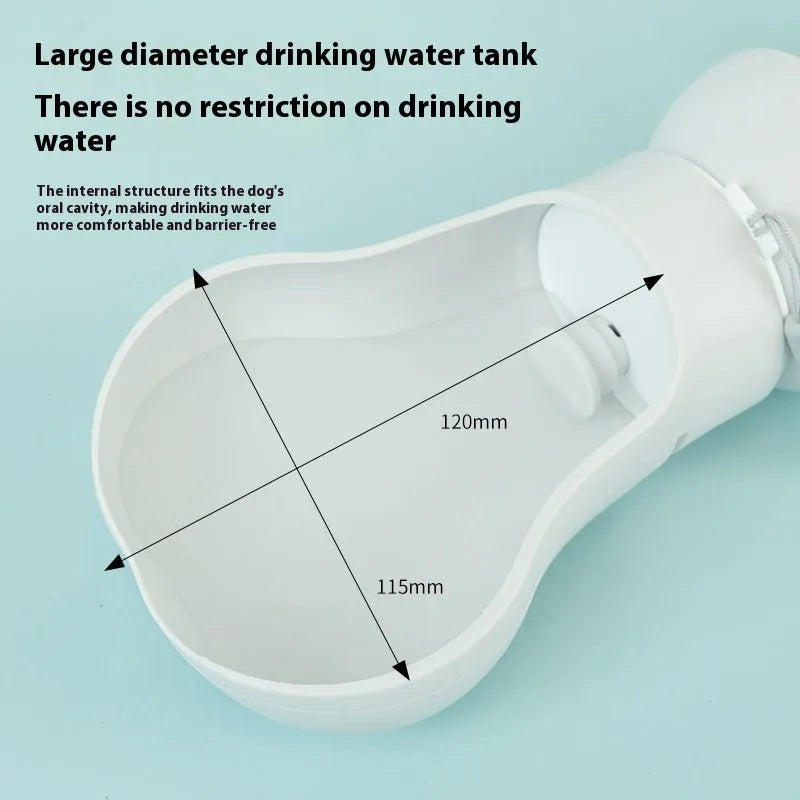 Silicone folding pet drinking cup shown collapsed and expanded for dog or cat use outdoors