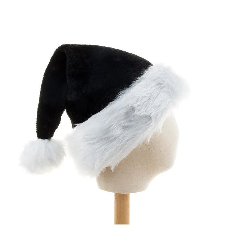 Thickened plush Christmas hat with traditional European styling in red and black colour combination