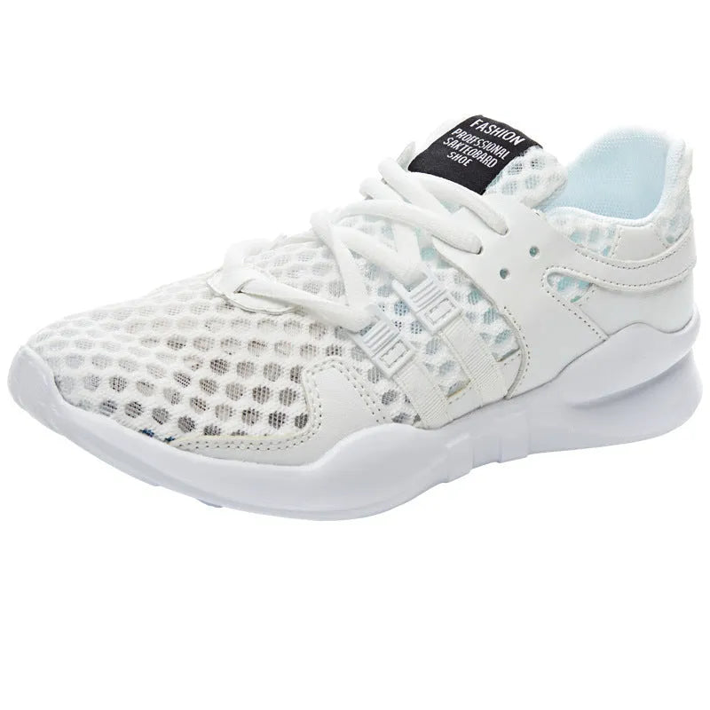Low-top mesh sneakers with hollow-out design and round toe in various colour options