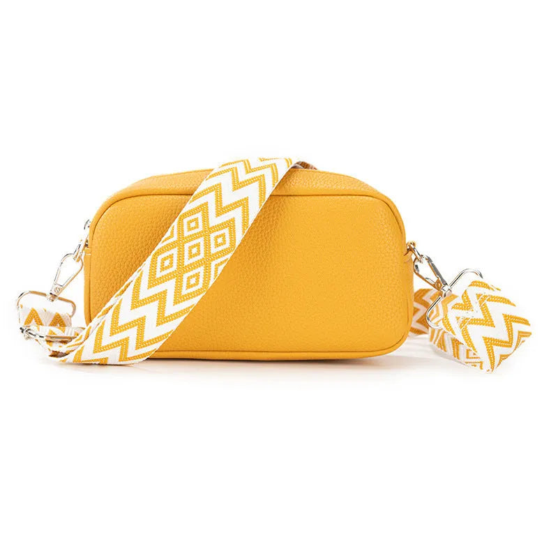 Women's soft PU crossbody bag in horizontal square shape with one shoulder strap, shown in available colour options