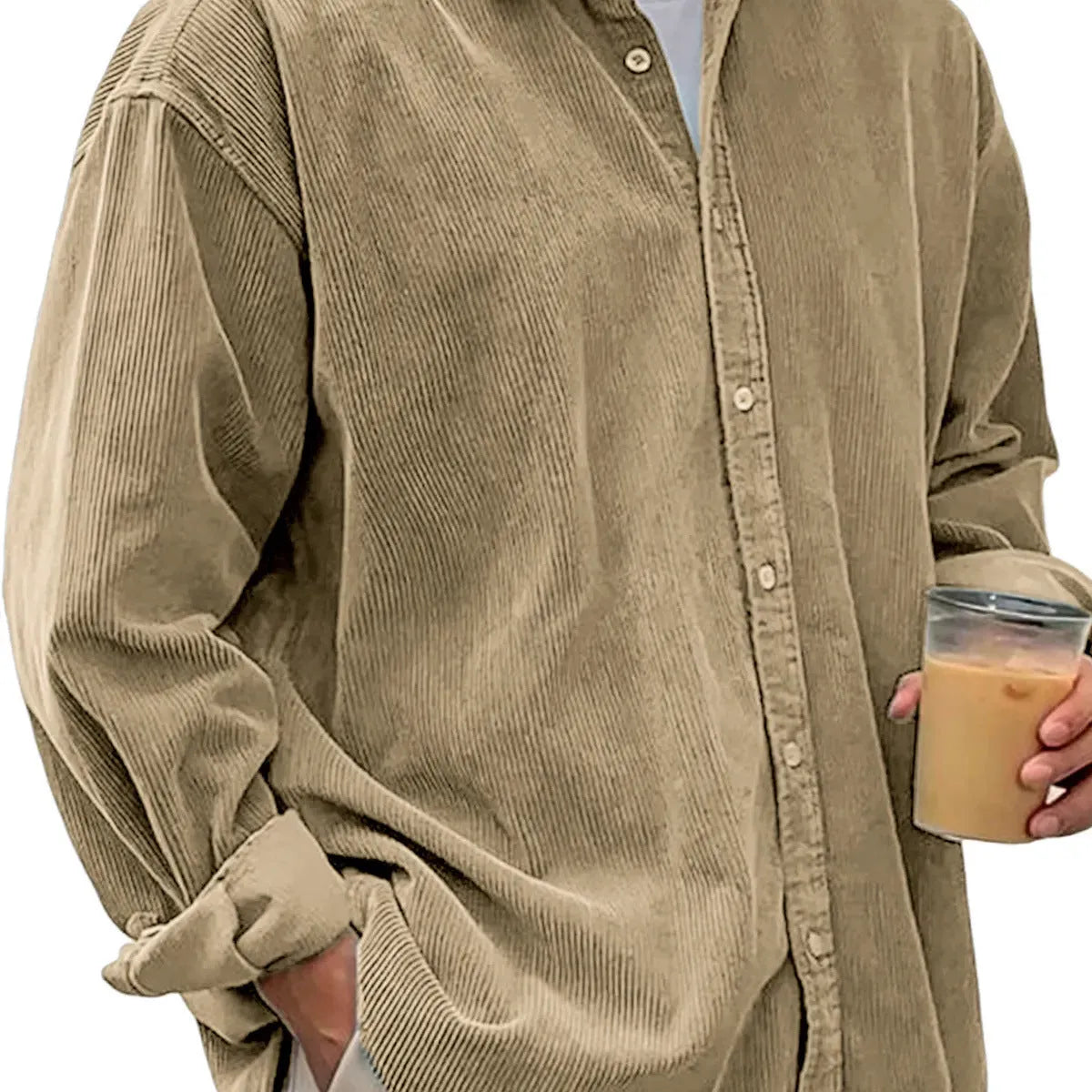 Men's casual loose corduroy shirt jacket in 11 colours sizes S-5XL for autumn winter