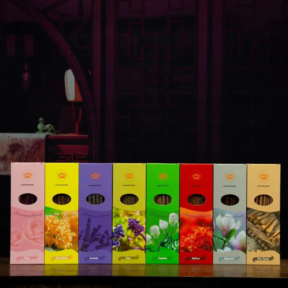 Handmade Argentina incense sticks in box with eight fragrance options including lavender and sandalwood