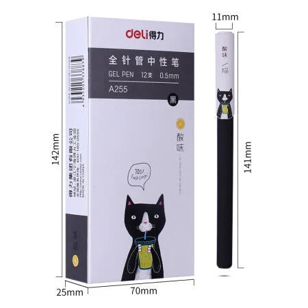 Black full needle tube gel pen with 14.1x1.1cm plastic body for office and stationery use
