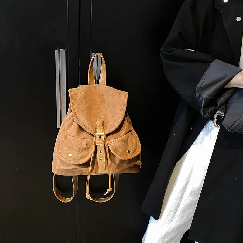 Casual Large Capacity Commuter Niche Backpack Bag PU Material 33x11x31cm for Daily Travel Work with Sandwich Pocket Organisation Black Brown Coffee