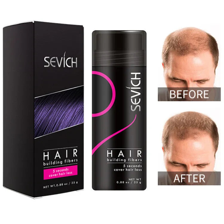 Hair filling powder in black shade for instant volume and hairline repair on thinning hair