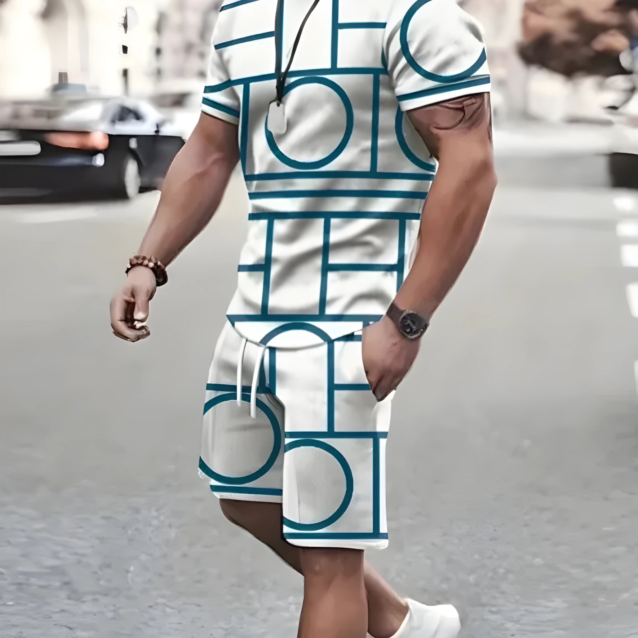 Sports short-sleeve T-shirt and matching shorts set in colour SUT2KSBN3G8A.