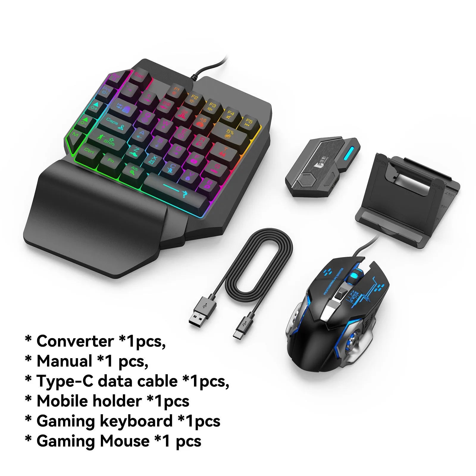 Gamwing Jiaying MIX series USB keyboard and mouse converter in official configuration suit.