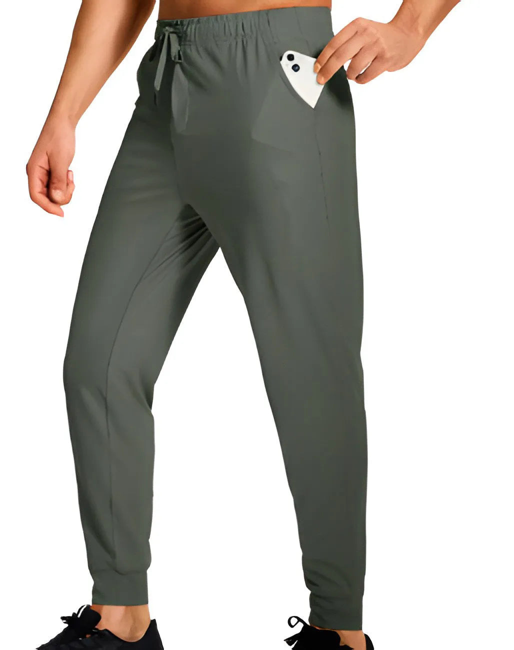 Men's loose fit polyester trousers in solid colour available in multiple sizes