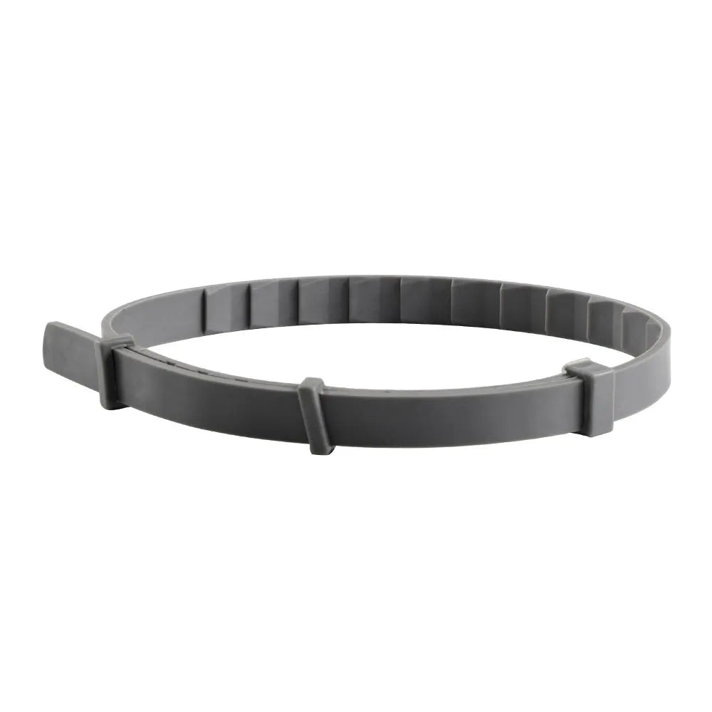 Rose Red plastic anti-flea pet collar for cats and dogs on a plain background