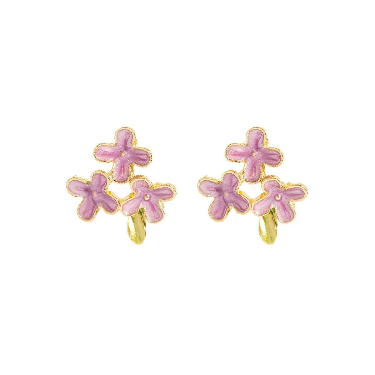 Silver Needle Mori flower stud earrings in zinc alloy with electroplated finish, colour E39741, on white background