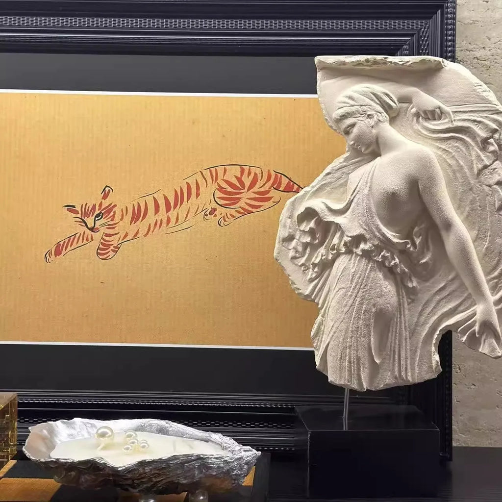 Wine Goddess decorative resin sculpture ornament in modern European style.