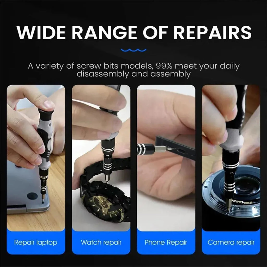 115 in 1 precision screwdriver set with magnetic bits, anti-rust metal, ergonomic handle, and storage case