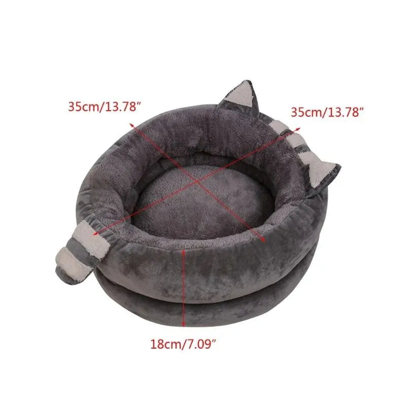 Plush dog bed mat in grey with non-skid bottom, size S 35x35x18cm, for small dogs and kittens