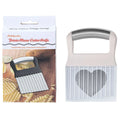 Stainless steel potato wave knife kitchen tool in black on a wooden surface.