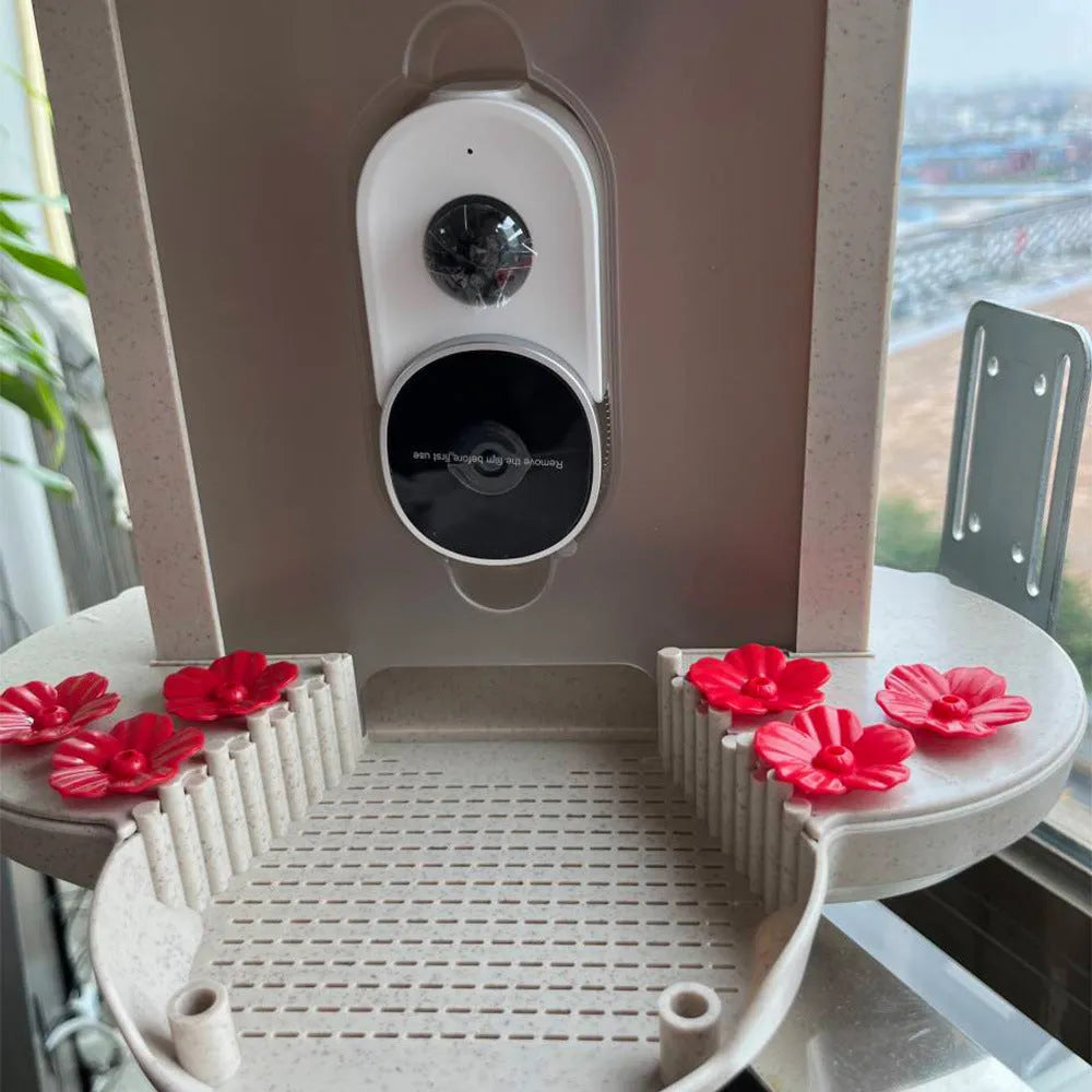 Intelligent feeder with AI bird identification, 160 degree wide angle lens, and infrared night vision
