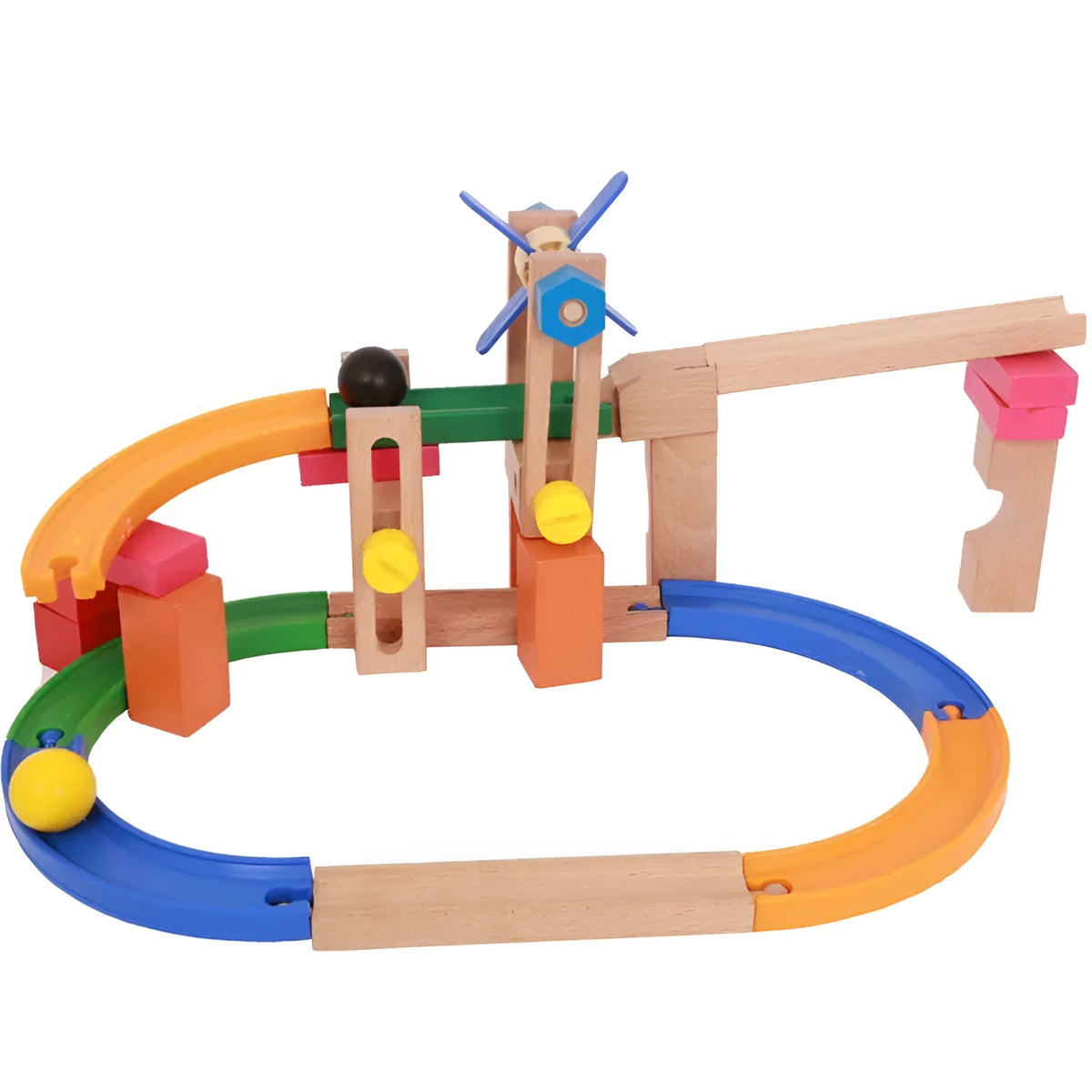 Wooden track building blocks set for children aged 4-6 years old, educational toy in colour Toy