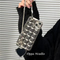 Electroplated silver heart-shaped mirror chain phone case for iPhone, concave-convex fine silver finish on a silicone back