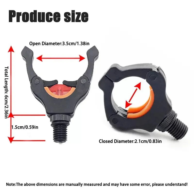 Black fishing rod bracket with clamp and magnet mount, stainless steel and nylon plastic bracket head