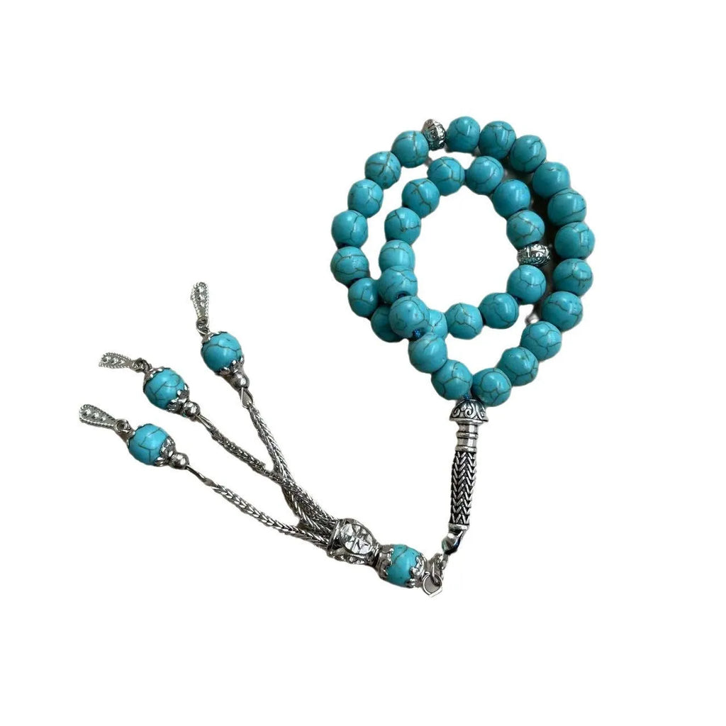 Handmade sky blue stone Muslim worship bracelet with 8mm beads for daily dhikr counting