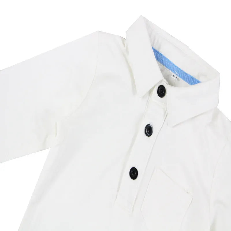 White cotton baby overalls suit triangle jumpsuit with suspenders, no hat, suitable for heights 59-90cm