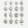 Square diamond-encrusted pearl crown nail decoration in alloy from Princess Series with glitter style