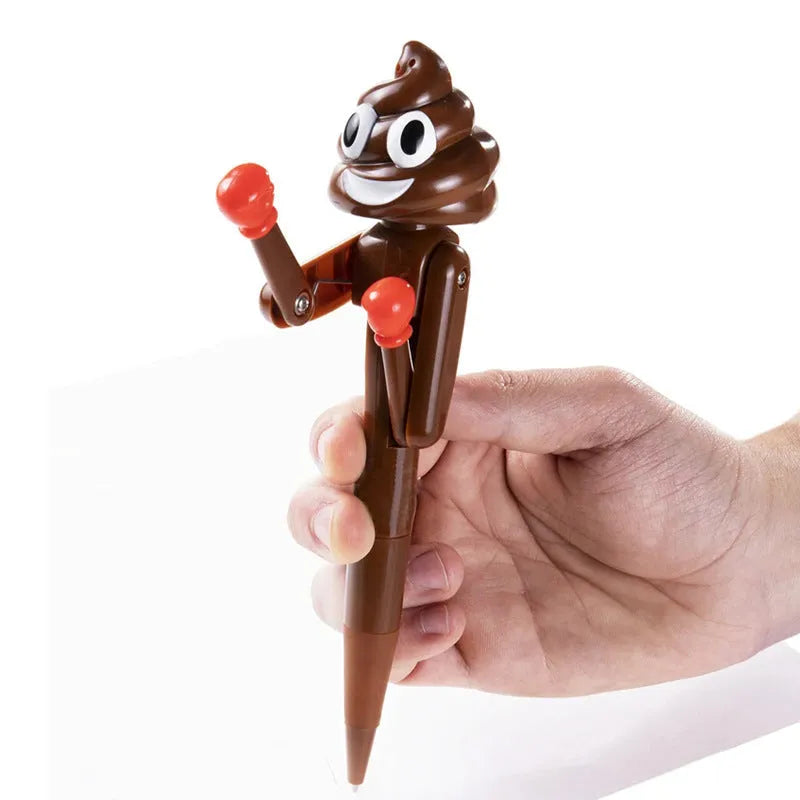 Creative trick ballpoint pen poop box in dark coffee plastic colour for teenagers